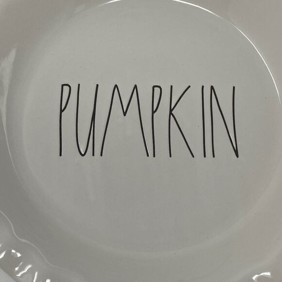 Rae Dunn Artisan Collection Fall White Ceramic PUMPKIN 10 Inch Round Pie Dish - Picture 6 of 9